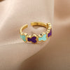 Colorful Enamel Butterfly Rings For Women Adjustable Open Stainless Steel Butterflies Finger Ring Party Jewelry Christmas Gift