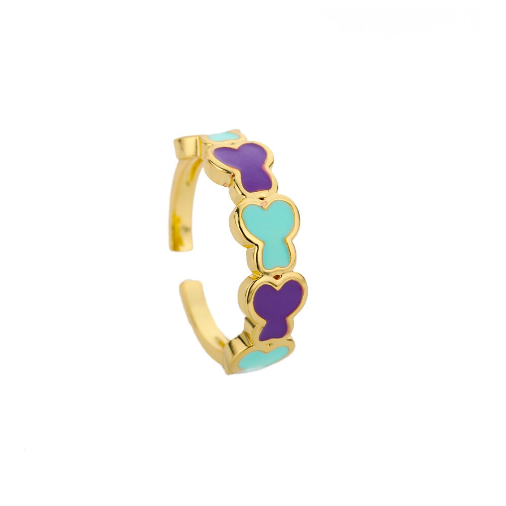 Colorful Enamel Butterfly Rings For Women Adjustable Open Stainless Steel Butterflies Finger Ring Party Jewelry Christmas Gift