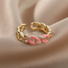 Colorful Enamel Chain Rings for Women Men Stainless Steel Open Adjustable Finger Ring Gothic Boho Man Jewelry anillos mujer