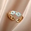 Colorful Enamel Chain Rings for Women Men Stainless Steel Open Adjustable Finger Ring Gothic Boho Man Jewelry anillos mujer