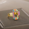 Colorful Enamel Geometric Rings For Women Stainless Steel Female Oval Finger Ring Couple Wedding Couple Jewerly anillos mujer