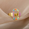Colorful Enamel Geometric Rings For Women Stainless Steel Female Oval Finger Ring Couple Wedding Couple Jewerly anillos mujer