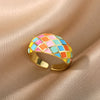 Colorful Enamel Rings For Women Adjustable Open Stainless Steel Finger Ring 2023 Trend Femme Aesthetic Jewelry anillos mujer