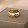 Colorful Enamel Rings For Women Adjustable Open Stainless Steel Finger Ring 2023 Trend Femme Aesthetic Jewelry anillos mujer
