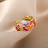 Colorful Enamel Rings For Women Adjustable Open Stainless Steel Finger Ring 2023 Trend Femme Aesthetic Jewelry anillos mujer