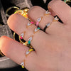 Colorful Enamel Rings For Women Open Adjustable Cubic Zirconia Finger Rings Wedding Engagement Couple Jewelry Gift anillos mujer