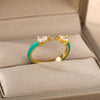 Colorful Enamel Rings For Women Open Adjustable Cubic Zirconia Finger Rings Wedding Engagement Couple Jewelry Gift anillos mujer