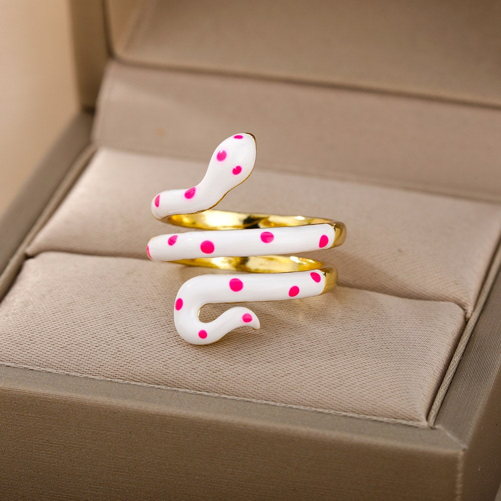 Colorful Enamel Snake Rings For Women Geometric Open Adjustable Finger Ring 2023 Trend Boho Aesthetic Couple Jewerly anillos