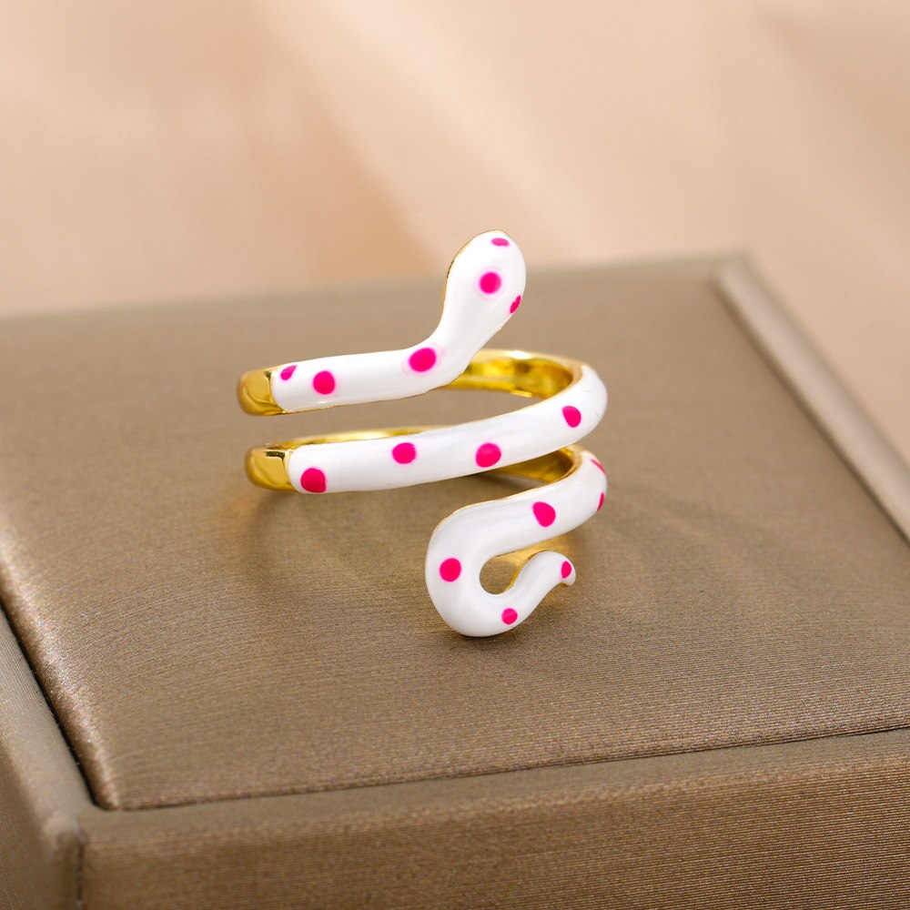 Colorful Enamel Snake Rings For Women Geometric Open Adjustable Finger Ring 2023 Trend Boho Aesthetic Couple Jewerly anillos