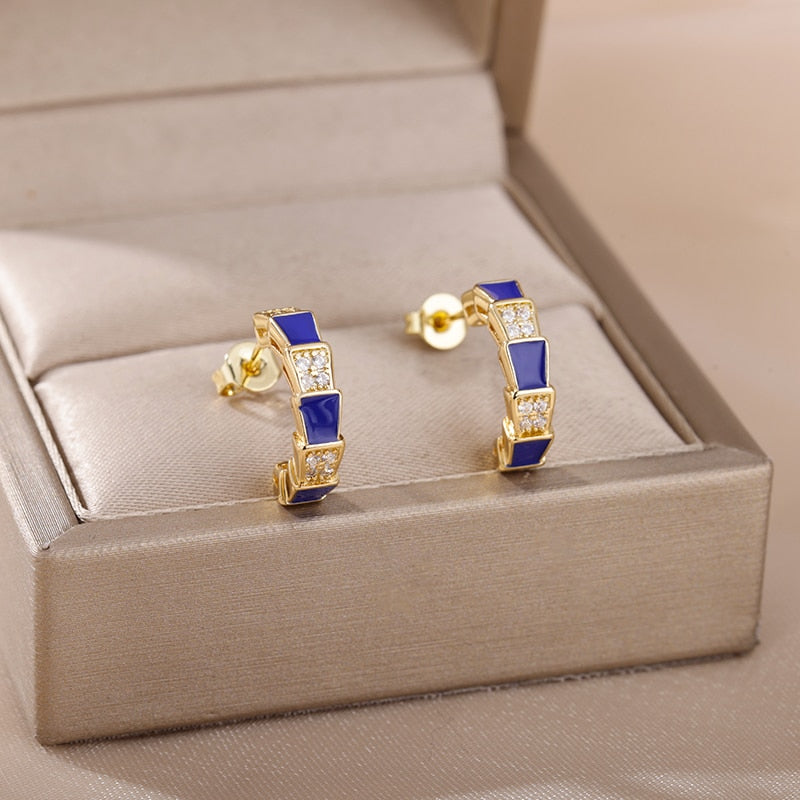 Colorful Enamel Stud Earrings for Women Stainless Steel Dripping Oil Process Earrings 2023 Trend Boho Jewelry pendientes mujer