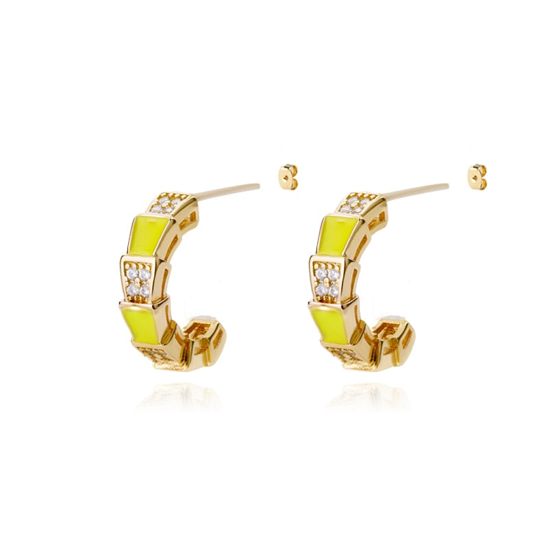 Colorful Enamel Stud Earrings for Women Stainless Steel Dripping Oil Process Earrings 2023 Trend Boho Jewelry pendientes mujer