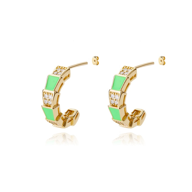 Colorful Enamel Stud Earrings for Women Stainless Steel Dripping Oil Process Earrings 2023 Trend Boho Jewelry pendientes mujer