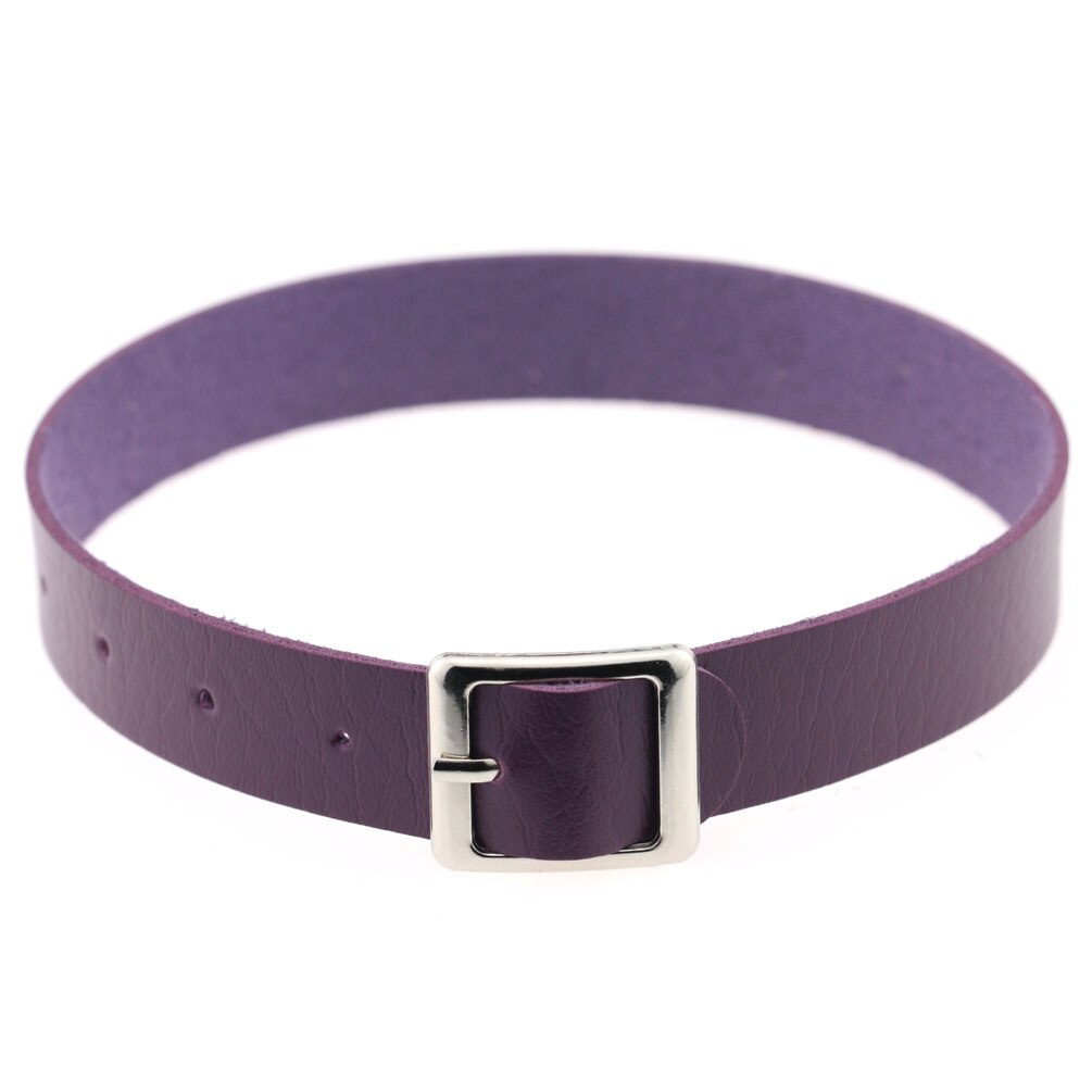 Colorful Gothic PU Leather Choker Necklaces For Women Girls Trendy Punk Harajuku Rock Belt Collar Necklace Jewelry Gifts