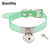 Colorful HandCrafted Bondage BDSM Clear Leather Choker Padlock Punk Fetish  Heart Collar PVC Vinyl Necklace Women Men