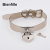 Colorful HandCrafted Bondage BDSM Clear Leather Choker Padlock Punk Fetish  Heart Collar PVC Vinyl Necklace Women Men
