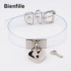 Colorful HandCrafted Bondage BDSM Clear Leather Choker Padlock Punk Fetish  Heart Collar PVC Vinyl Necklace Women Men