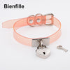 Colorful HandCrafted Bondage BDSM Clear Leather Choker Padlock Punk Fetish  Heart Collar PVC Vinyl Necklace Women Men