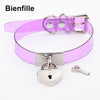 Colorful HandCrafted Bondage BDSM Clear Leather Choker Padlock Punk Fetish  Heart Collar PVC Vinyl Necklace Women Men