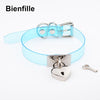 Colorful HandCrafted Bondage BDSM Clear Leather Choker Padlock Punk Fetish  Heart Collar PVC Vinyl Necklace Women Men
