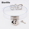 Colorful HandCrafted Bondage BDSM Clear Leather Choker Padlock Punk Fetish  Heart Collar PVC Vinyl Necklace Women Men