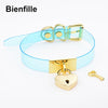 Colorful HandCrafted Bondage BDSM Clear Leather Choker Padlock Punk Fetish  Heart Collar PVC Vinyl Necklace Women Men