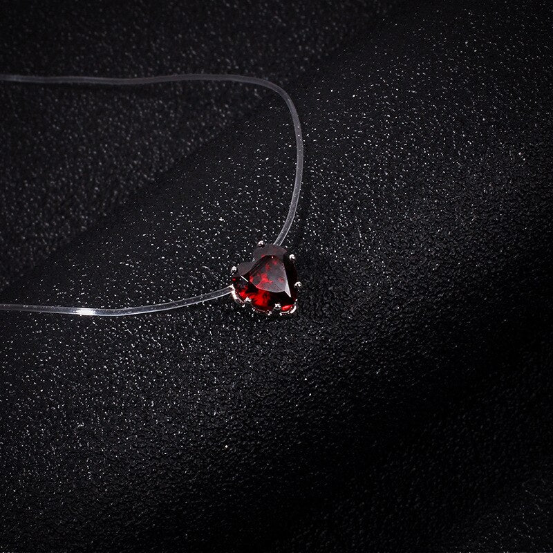 Colorful Heart Crystal CZ Pendant Necklace For Women Transparent Fishing Line Necklace Party Jewelry Gifts