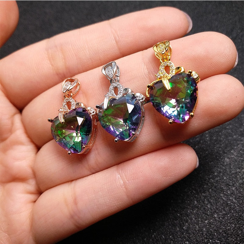 Colorful Heart Zircon Necklace for Women Romantic Cute Pendant Necklaces 2023 Trend Couple Aesthetic Jewelry collares mujer