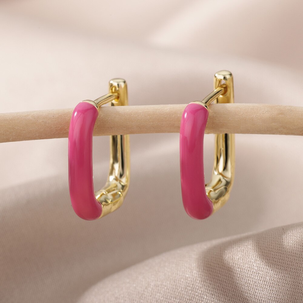 Colorful Hoop Earrings for Women Stainless Steel Boho Oil Drop Earrings 2023 Trend Korean Party Jewelry Gift pendientes