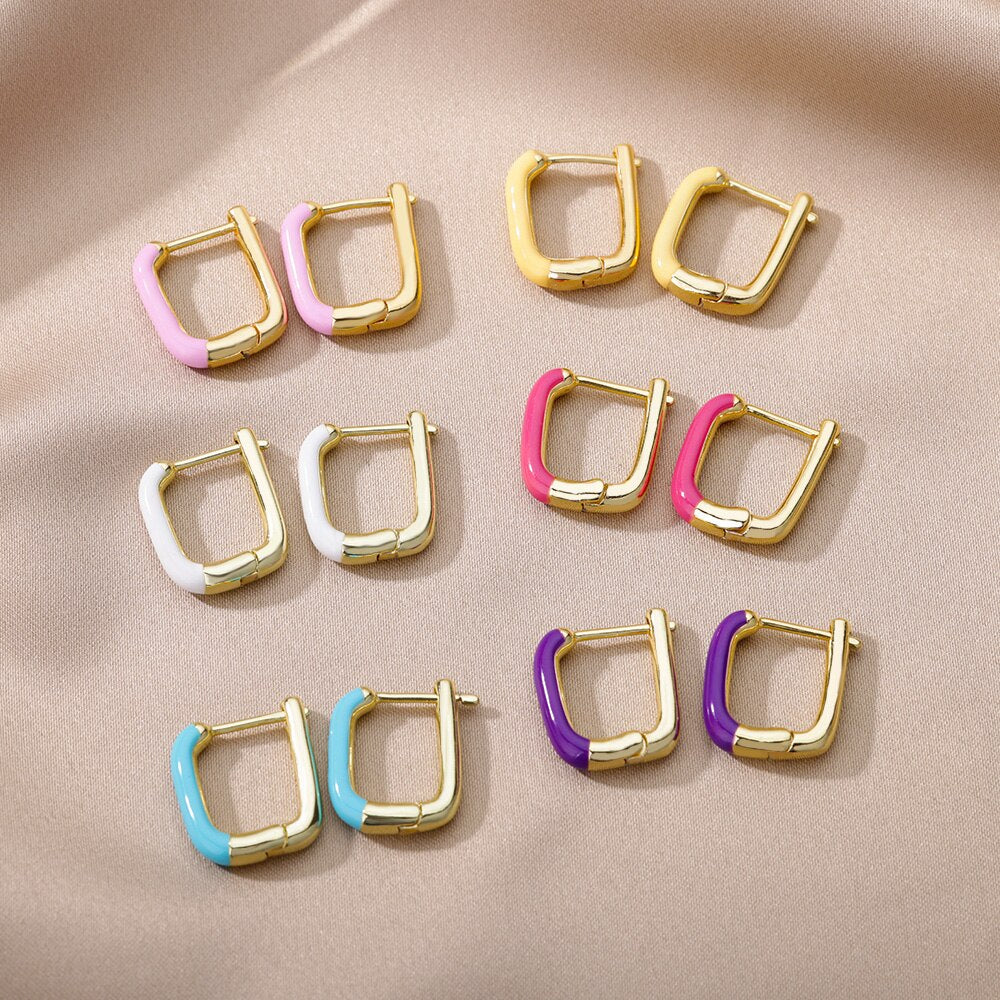 Colorful Hoop Earrings for Women Stainless Steel Boho Oil Drop Earrings 2023 Trend Korean Party Jewelry Gift pendientes