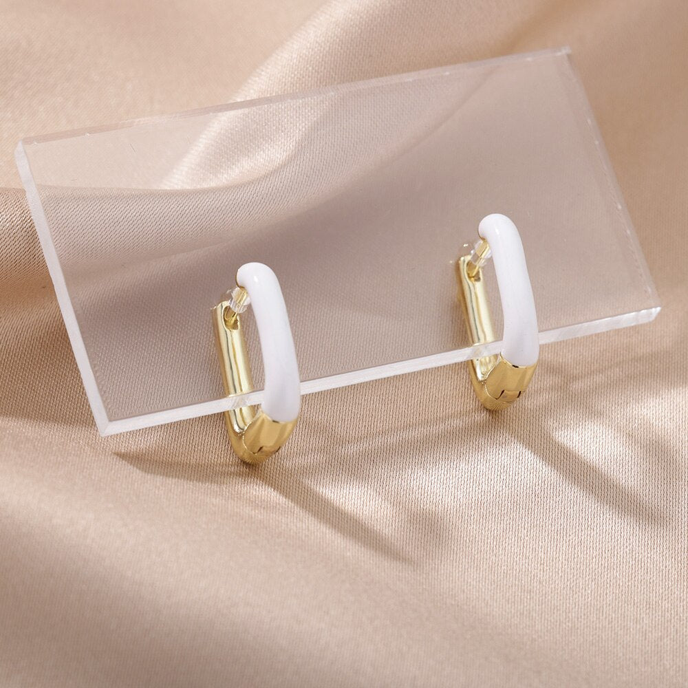 Colorful Hoop Earrings for Women Stainless Steel Boho Oil Drop Earrings 2023 Trend Korean Party Jewelry Gift pendientes