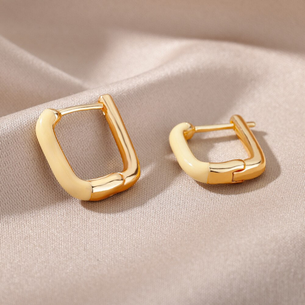 Colorful Hoop Earrings for Women Stainless Steel Boho Oil Drop Earrings 2023 Trend Korean Party Jewelry Gift pendientes