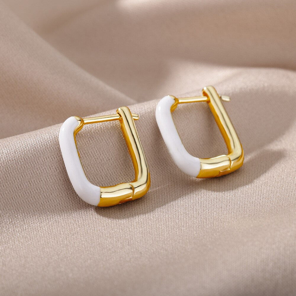 Colorful Hoop Earrings for Women Stainless Steel Boho Oil Drop Earrings 2023 Trend Korean Party Jewelry Gift pendientes
