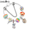 Colorful Lollipops Beads Heart-shaped Pendant Charm Bracelet For Women With Snake Chain Brand Bracelet Jewelry