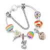 Colorful Lollipops Beads Heart-shaped Pendant Charm Bracelet For Women With Snake Chain Brand Bracelet Jewelry