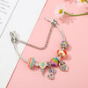 Colorful Lollipops Beads Heart-shaped Pendant Charm Bracelet For Women With Snake Chain Brand Bracelet Jewelry