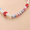 Colorful Mushroom Fruit Smiley Love Pattern Choker Bohemia Short Necklace White Imitation Pearl Zinc Alloy Beaded Necklace