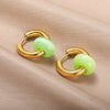 Colorful Opal Round Earrings for Women Stainless Steel Dangle Drop Earring 2023 Trend Wedding Jewelry Christmas Gift