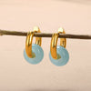 Colorful Opal Round Earrings for Women Stainless Steel Dangle Drop Earring 2023 Trend Wedding Jewelry Christmas Gift