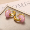 Colorful Opal Round Earrings for Women Stainless Steel Dangle Drop Earring 2023 Trend Wedding Jewelry Christmas Gift