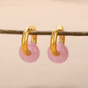 Colorful Opal Round Earrings for Women Stainless Steel Dangle Drop Earring 2023 Trend Wedding Jewelry Christmas Gift
