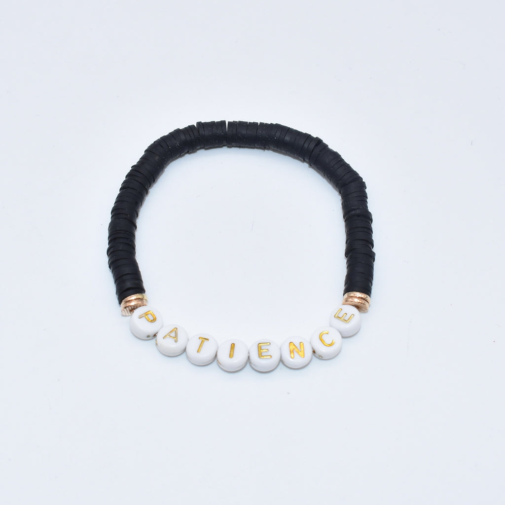 Colorful Polymer Clay Disc Brush Gold Zinc Alloy Metal Spacers  Words FAITH BREATHE MAMA BELIEVE  stretch Bracelet For Women