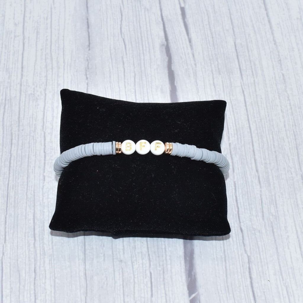 Colorful Polymer Clay Disc Brush Gold Zinc Alloy Metal Spacers  Words FAITH BREATHE MAMA BELIEVE  stretch Bracelet For Women