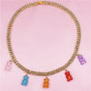 Colorful Rainbow Cute Jelly Bear Gummy Bling Necklaces Pendant for Women Girls Cool Punk Hip Hop Resin Necklaces Accessories