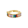 Colorful Rainbow Zircon Rings For Women Luxury Open Adjustable Wide Finger Ring Engagement Wedding Band Jewerly Lady Couple Gift