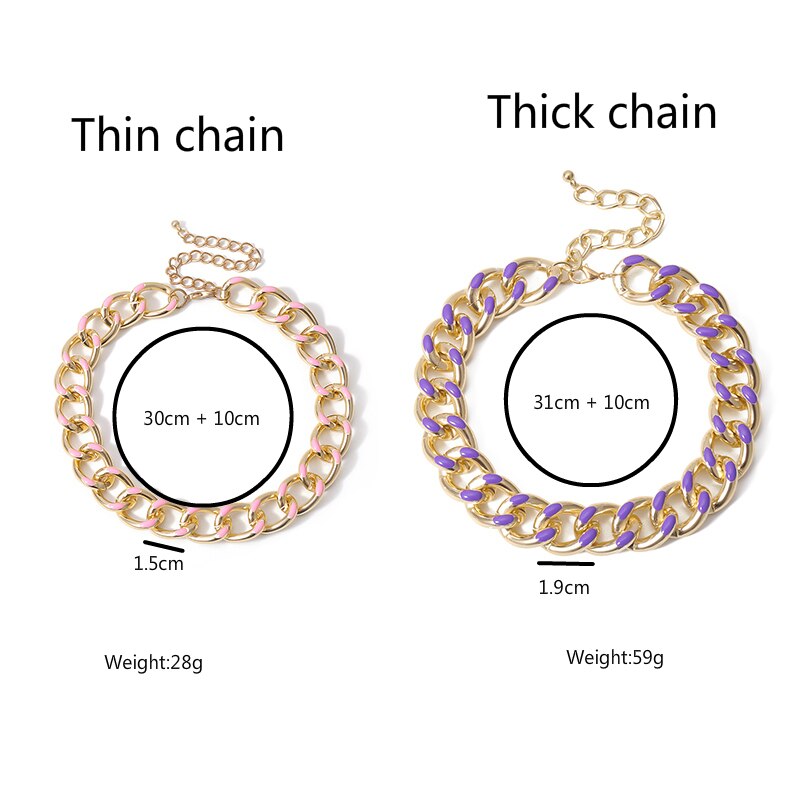 Colorful Rock Punk Clavicle Chain Necklaces Jewelry Hyperbole Geometric Chain Choker For Women Trendy Hip Hop Accessories