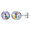 Colorful Shining Colorful Crystal 925 Sterling Silver Stud Earrings for Women Geometric 925 Silver Party Fine Jewelry Female