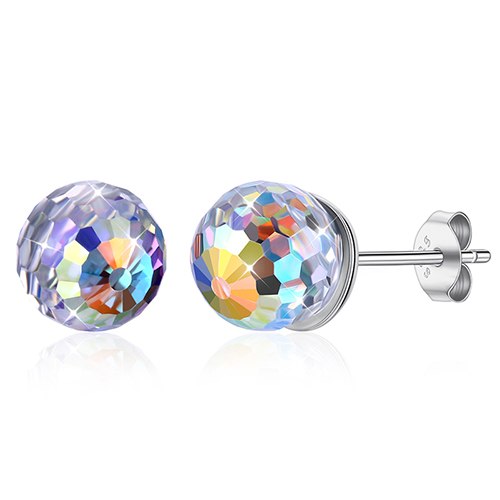 Colorful Shining Colorful Crystal 925 Sterling Silver Stud Earrings for Women Geometric 925 Silver Party Fine Jewelry Female
