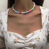 Colorful Soft Clay Flower Pearl Beaded Necklace Ethnic Star Unusual Necklaces 2021 Trend Punk Clothing Choker On The Neck