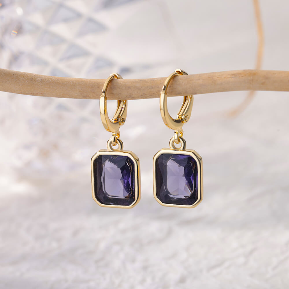 Colorful Stainless Steel Drop Dangle Earrings for Women Gold Plated Cubic Zirconia Square Earrings Aesthetic Jewerly pendientes