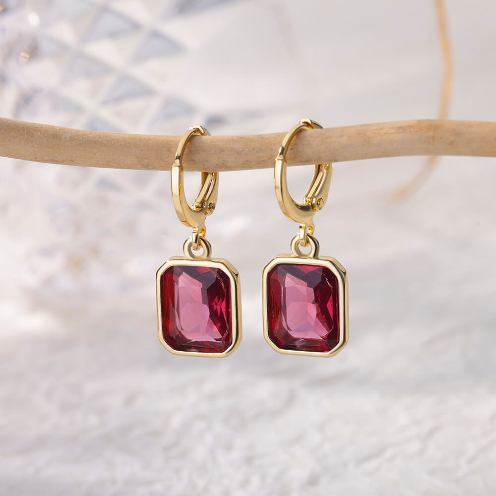Colorful Stainless Steel Drop Dangle Earrings for Women Gold Plated Cubic Zirconia Square Earrings Aesthetic Jewerly pendientes